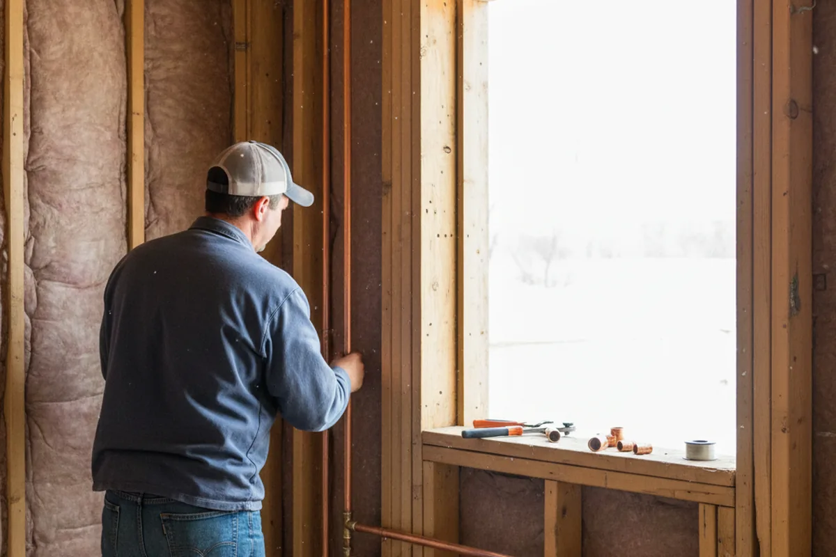 Licensed plumber running new copper supply lines in a Danville home